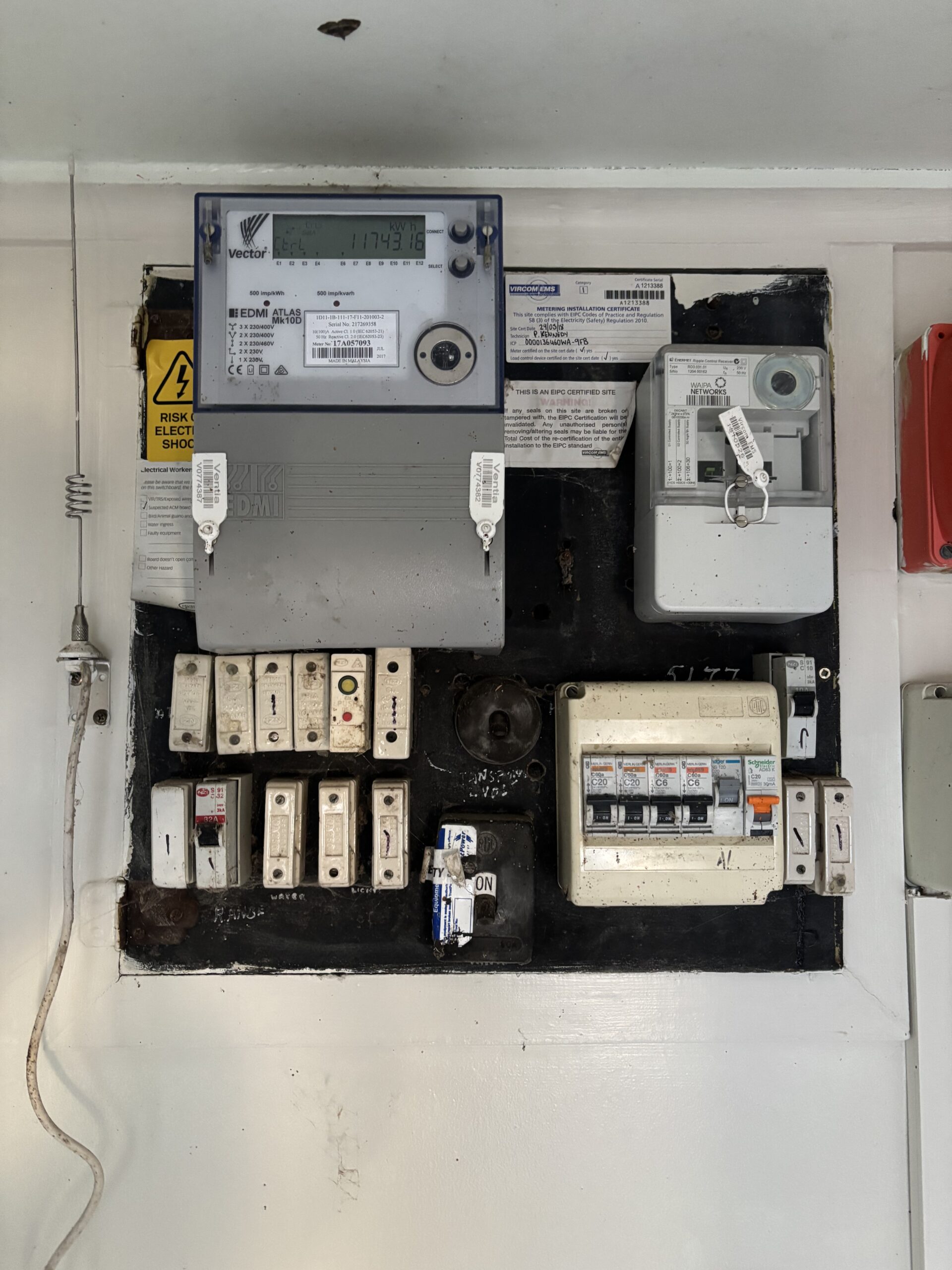 Old switchboard before switchboard upgrade in Te Awamutu